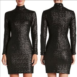 Dress the Population Black Sequin Mock Neck Dress